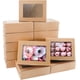 thumbnail image 2 of VANKUTL 20 cajas de galletas de 8 x 6 x 2,5 pulgadas con ventana, cajas de panadería marrones para regalar, cajas de golosinas para pasteles, donas, cupcakes, postres de boda, Acción de Gracias, Navid, 2 of 3