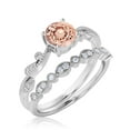 thumbnail image 3 of Dazzling Boho & hippie 1.75 Carat Round Cut Morganite And Diamond Moissanite Classic Inspired Engagement Ring, Unique Twist Band Wedding Ring in 10k Solid White Gold, Promise Ring, One Matching Band, 3 of 3