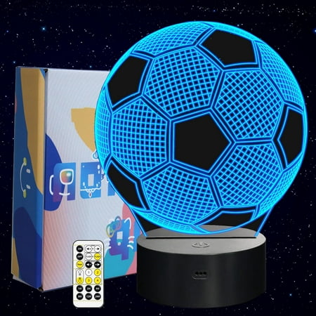 

Soccer 3D Night Light Soocer Gifts For Boy 3D Soccer Lamp 16 Color Change Decor Lamp With Remote Dim Timer Gifts For Christmas Birthday Boys Men Girls