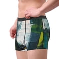 thumbnail image 4 of Balery Abstract Brushstrokes Green Blue Men's Boxer Briefs, Soft and Breathable Cotton Underwear with nylon Waistband-Medium, 4 of 9