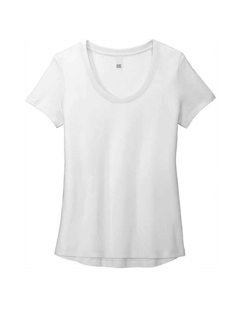 District Adult Female Women Plain Short Sleeves T-Shirt White