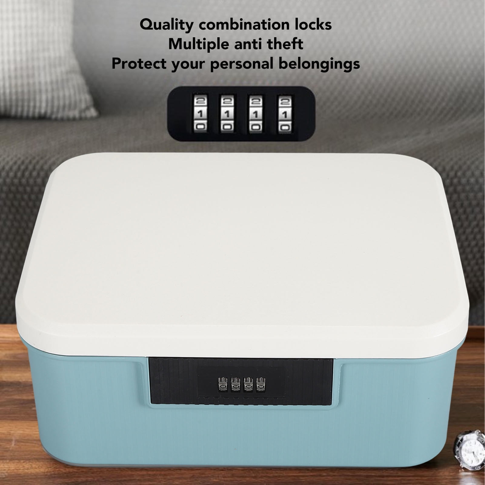 BIMZUC 9L Lockable File Organizer – Dual‑Layer Password Box, Blue, 9L Capacity, Durable ABS, Ideal for Home & Office