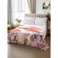 thumbnail image 3 of Twin XL Size Flat Sheet Only, Pink Mushroom Soft Brushed Microfiber Bed Sheets, Spring Botanical Floral Summer Hotel Quality Breathable Bedding Top Sheet, Easy Care, 66"x102", 3 of 9