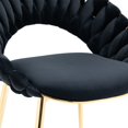 thumbnail image 6 of Velvet Dining Chairs, Mid-Century Living Room Chair with Metal Legs and Soft Padded, Woven Back Upholstered Dining Chairs, Accent Chair Living Room Bedroom Office Waiting Room(Black,Set of 8), 6 of 9