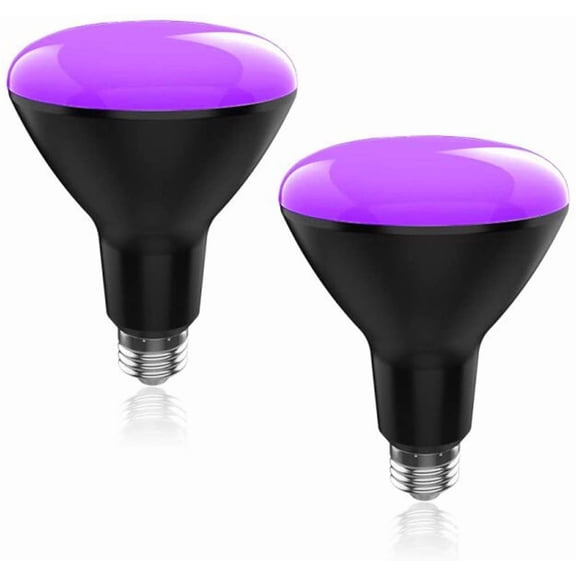 LED UV Light Bulbs 15W(100w Equivalent) BR30 E26 Medium Base, UVA Level, 385-410nm, Glow-in-The-Dark light for Body Paints, Fluorescent Posters, Wedding Party(2 Pack)
