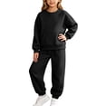 thumbnail image 2 of Eltusu Girls Outfit Sets Two Pieces, Sports Long Sleeve Elaastic Waistband Sweatshirts and Joggers Sets Black Size 8-9 T, 2 of 8