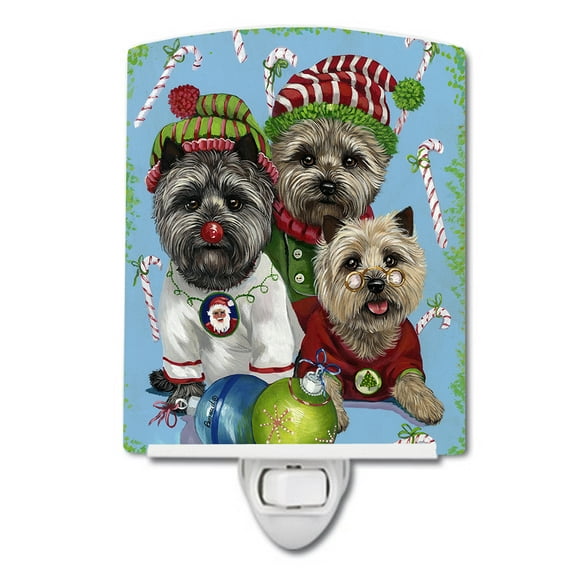 Caroline's Treasures PPP3050CNL Cairn Terrier Christmas Elves Ceramic Night Light, 6x4x3", multicolor