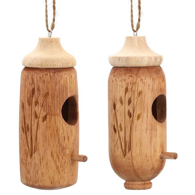 Casa de colibrí Uxcell, 2 paquetes de casas para colibríes, nido de madera para colibrí, columpio para colibrí para colgar afuera