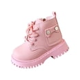 thumbnail image 4 of HAOTAGS Girls Martin Boots, Side Zipper Lace Up Soft Sole Non Slip Short Princess Boots for Kids Students Pink Size 11.5 Little Kids, 4 of 7