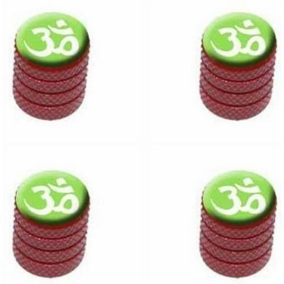 Om Aum Yoga White on Green Tire Rim Wheel Aluminum Valve Stem Caps, Multiple Colors