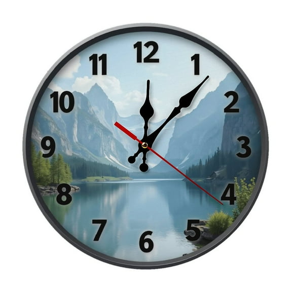 Serene Nature Landscape Wall Clock 10 Inch Silent Non Ticking Round Wooden Clock Decoration for Living Room Kitchen Bedroom Bathroom Office Classroom