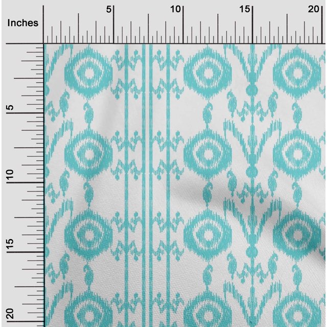 oneOone Georgette Viscose Fabric Paisley|Stripe & Circle Ikat Printed Fabric 1 Yard 42 Inch Wide