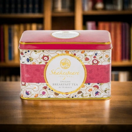 New English Teas Shakespeare English Breakfast Tea Collectable Tin Rich Smooth Delicious 40 Teabags
