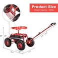 thumbnail image 6 of Kinbor Garden Cart Rolling Adjustable Degree Swivel Seat Lawn Yard Patio Wagon Scooter for Planting, Adjustable Handle 360 Degree Swivel Seat, Red, 6 of 8