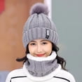 thumbnail image 2 of Visland Girls Winter Knitted Beanie Hat, Winter Hat Scarf Set for Women, Soft Stretch Warm Fleece Lined Ski Beanie Cap with Pompom, 2 of 4
