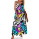 thumbnail image 1 of Vestido de grafiti abstracto en blanco y negro, ropa de calle, vestidos largos casuales, vestido maxi de playa de verano, diseño, vestido, idea de regalo, 1 of 7