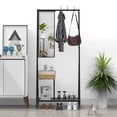 thumbnail image 6 of DECMAY Multifunctional Hall Tree - 73x32x15 Inches Coat Rack with Mirror & Shoe Storage, Aluminum Frame for Living Room/Bedroom, Rustic Brown & Black, 6 of 23