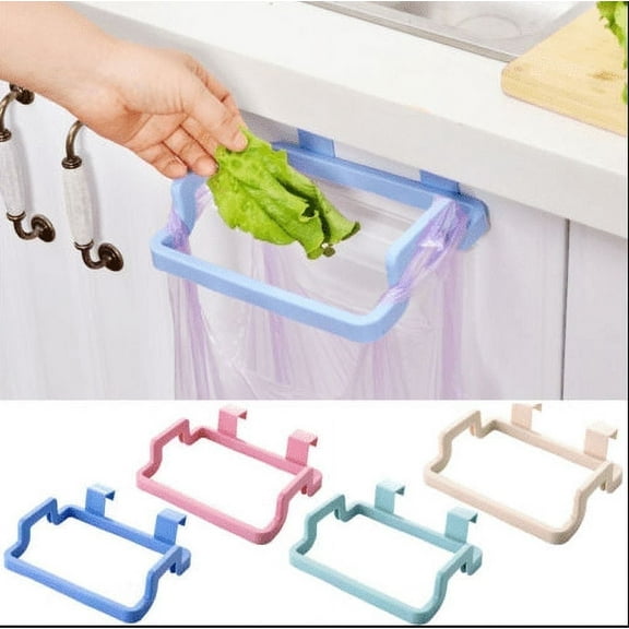 Triani 4 Pieces Over The Cabinet Plastic Bag Holder Hanging Trash Bag Holder Garbage Bag Hanging Rack Rubbish Bag Holder Space-Saving Kitchen Organizer for Under Counter Over Door