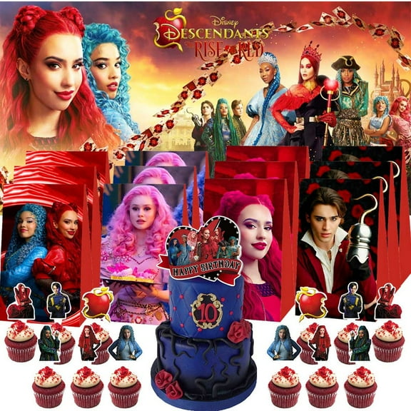 Descendants The Rise of Red Goodie Bags Treat Candy Decorations Party Favor Supplies Birthday Cake Topper Backdrop Banner