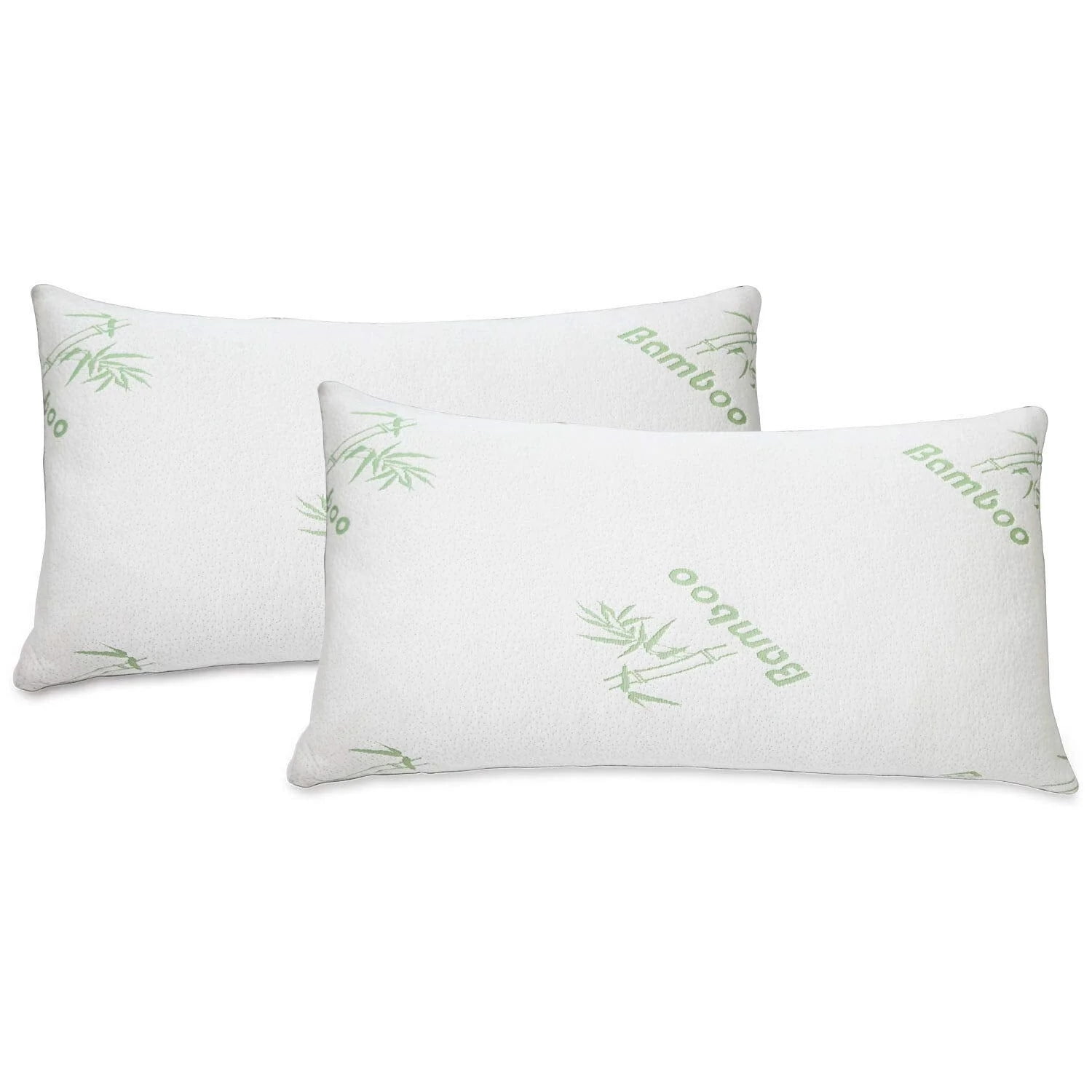 J&V TEXTILES Ultra-Luxury Bamboo Memory Foam Pillow  Hypoallergenic Bed Pillow Outer Fabric Covering 2-Pack King