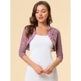 thumbnail image 2 of Cárdigan elegante con cuello con volantes pamujer, top de encogimiento de hombros con encaje floral transparente Gris VioleS, 2 of 6