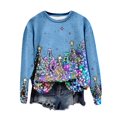 thumbnail image 3 of Boys Sweatshirts Kids Christmas Fleece Crew Neck Hoodless Sweatshirt Long Sleeve Pullover Blue 5-6 Years, 3 of 4