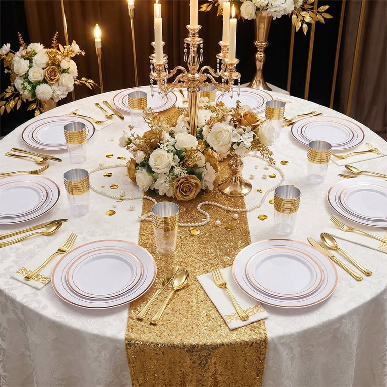 Hawsaiy Rose Gold Dinnerware Set for 50 Guests, 350-Piece photo 3