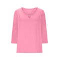 thumbnail image 4 of UngA Women Casual Outfits Womens Waffle Knit Tops 2025 Fall Summer V Neck Shirts Casual Trendy Women's Blouses Basic Tee Pink,3XL, 4 of 6