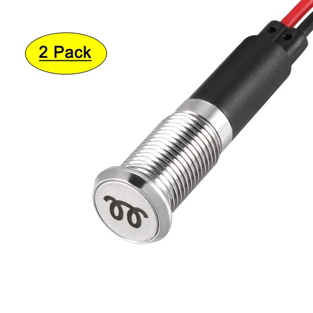 Signal Indicator Light DC 12V 8mm Red LED Metal Shell with Symbol (Glow