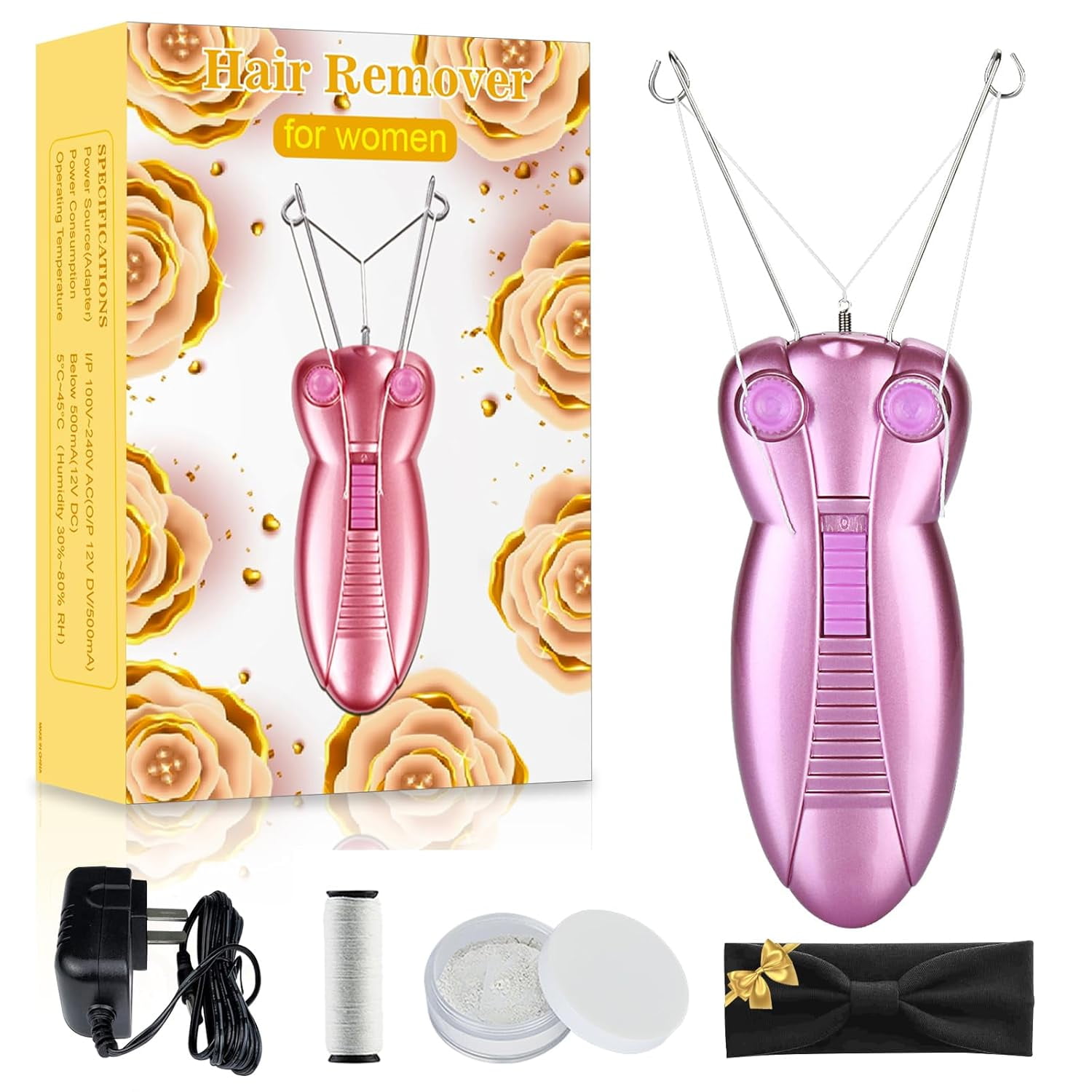 Ladies Facial Hair Remover Electric Women's Beauty Epilator Facial Threading Hair Removal Shaver Face Massager Pull Faces Delicate Device Depilation -Birthday Christmas Day Present(Purple)