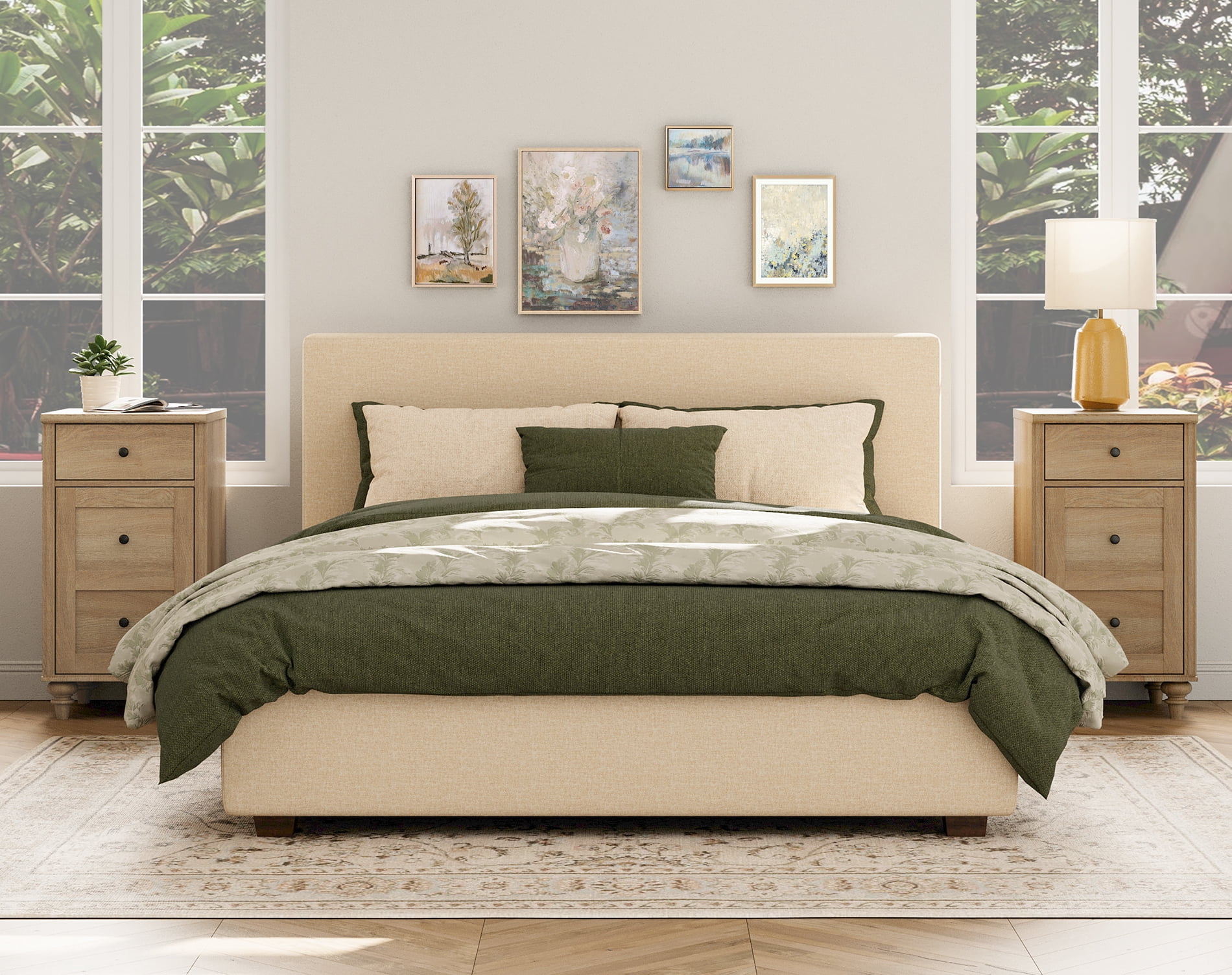 Oak Night Stand for Living Room Bedroom, Wood End Table for Kids room