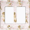 thumbnail image 6 of Metal Light Switch Plate Outlet Cover Romantic Pink Floral Cupid Damask Wallpaper AGL003, 6 of 13