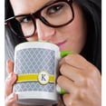 thumbnail image 2 of 3dRose, Your personal name initial letter K - monogrammed grey quatrefoil pattern - personalized yellow gray, 15oz Two-Tone Green Mug, 2 of 7