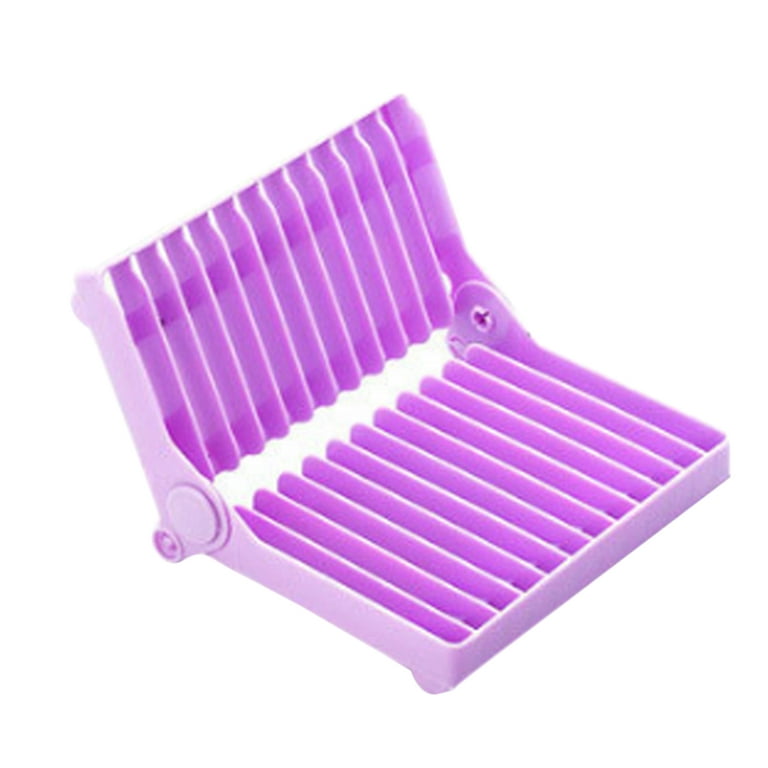 Convenient and Practical Folding Dish Drying Rack for Drying Plates Glasses  Silverware- Can Accommodate 12 Dishes(Purple) 