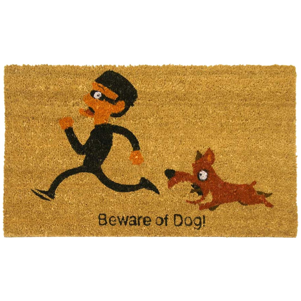 RubberCal Beware of Dog Mat Funny Mat, 18 x 30Inch