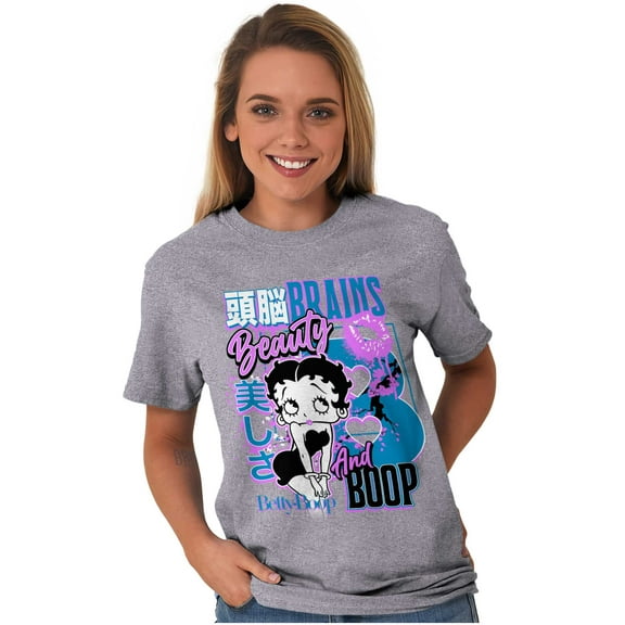 Kanji Betty Boop Beauty and Brains Women's Graphic T Shirt Tees Brisco Brands S