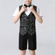 thumbnail image 4 of Conjuntos de solapa de manga corta CUHK Conjunto de pantalones cortos de manga corta para niños Conjunto de tres piezas con lentejuelas Traje de rendimiento para niños Chaqueta de traje Tops de poliés, 4 of 7
