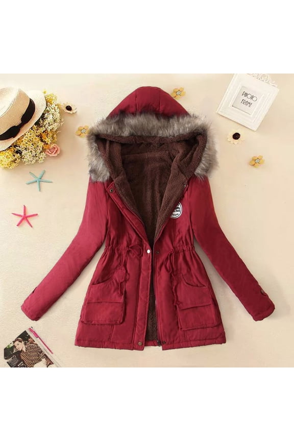 Winter Coats For Women Plus Size Quilted Down Warm Thicken Hooded Jacket Pocket Zip Padded Outwear Women Winter Coat plus Size 4x Super Warm Winter Jacket Women Women plus Size Coats Girls Zipper