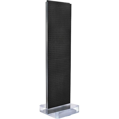 Azar Displays 700770-BLK TWO-SIDED PEGBOARD FLOOR DISPLAY NON- REVOLVING ROUND STUDIO BASE. PANEL SIZE: 16 W X 60 H Black