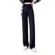 thumbnail image 1 of Women's Comfort High Waist Trousers Wide Straight Leg Polyester Suit Pants Easy Care Business Casual Spring Autumn Wear Black XXXL, 1 of 4