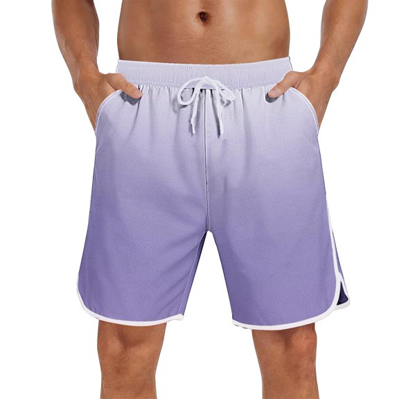 Hurxie Men's 4-Way Stretch Swim Trunks Quick Dry Board Shorts Beach Swimwear Bathing Suit Purple,M