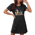 thumbnail image 4 of Camisón corto de talla grande para mujer, camisón de manga corta con estampado de pecho a la moda, camisón para mujer, 4 of 7