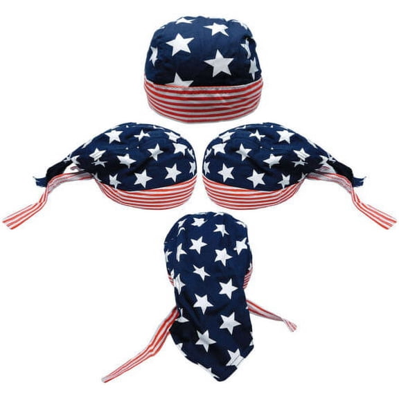 USA American Blue Stars United States U.S. Do Rag Doo Rag Skull Cap Head Wrap