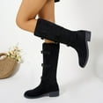 thumbnail image 5 of Miluxas Women's Slouchy Knee High Boots Comfortable Wide Calf Platform Flat Tall Boot Stylish Round Toe Fall Winter Casual Boots for Women Black 6(37), 5 of 9