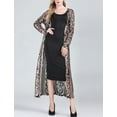 thumbnail image 3 of Women's Long Sleeve Open Front Illusion Long Sequin Cardigan Style Cover Up Black/Gold, 3 of 6