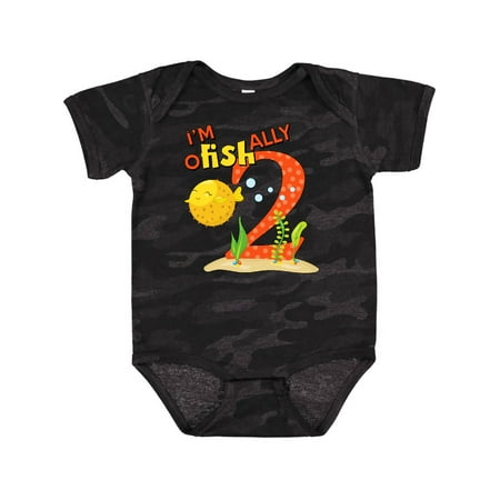

Inktastic I m O-Fish-Ally Two- cute puffer fish second birthday Gift Baby Boy or Baby Girl Bodysuit
