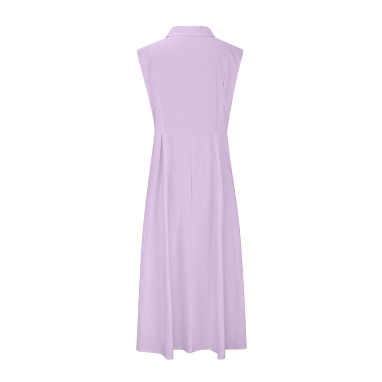 WTOBBY Lightweight Cotton Linen Dress for Women Summer Button Down Lapel Collar Casual Sleeveless Dresses, Airy and Stylish for Hot Days,Light Purple XL - Walmart.com WTOBBY Lightweight Cotton Linen Dress for Women Summer Button Down Lapel Collar Casual Sleeveless Dresses, Airy and Stylish for Hot Days,Light Purple XL - Walmart.com