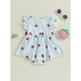 thumbnail image 6 of BemeyourBBs Baby Girl Romper Dress Strawberry/Watermelon Fly Sleeve Bodysuit, 6 of 9