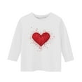 thumbnail image 5 of White Girls' Casual Heart Print Tee - Cold Shoulder 3/4 Sleeve Soft Stretch Polyester Spandex Top for 5-12 Years Kids,Size 10-11T, 5 of 5
