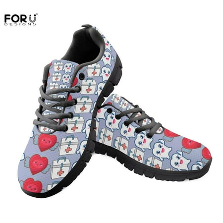 

Women s Lightweight Sneakers Shoes Cartoon Teeth Medical Pattern Lace Shoes Ladies Wear-resistant Sneakers Footwear